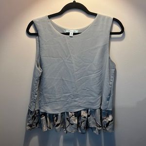 Blue with floral detailing flowy top